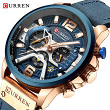 CURREN 8329 Top Brand Watches Male Clock Sport Military Leather Strap Chronograph Watches Men Wrist